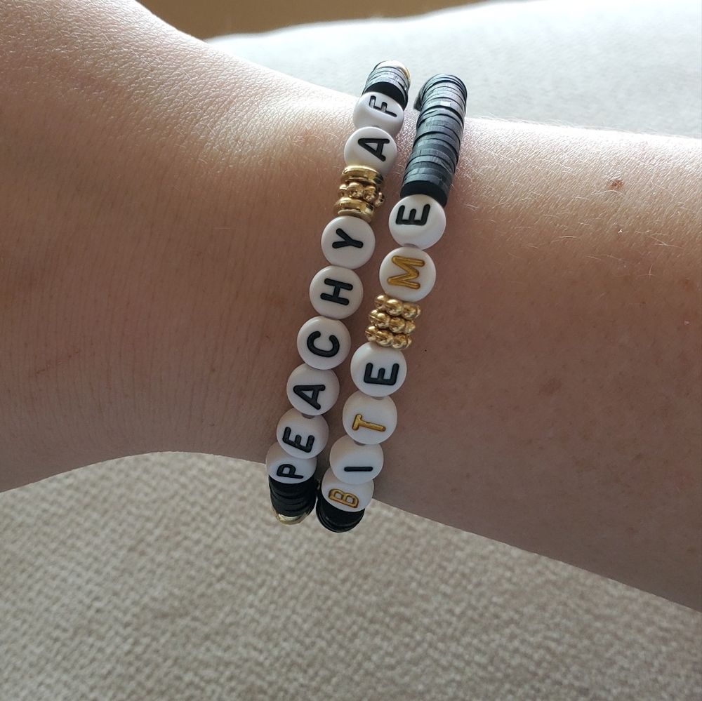 Black and Gold Beaded Bracelet Set - Picture 2 of 3